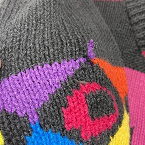 Vintage IVY 80s Abstract Black Colorful Knit Sweater Size Large - Picture 6 of 6